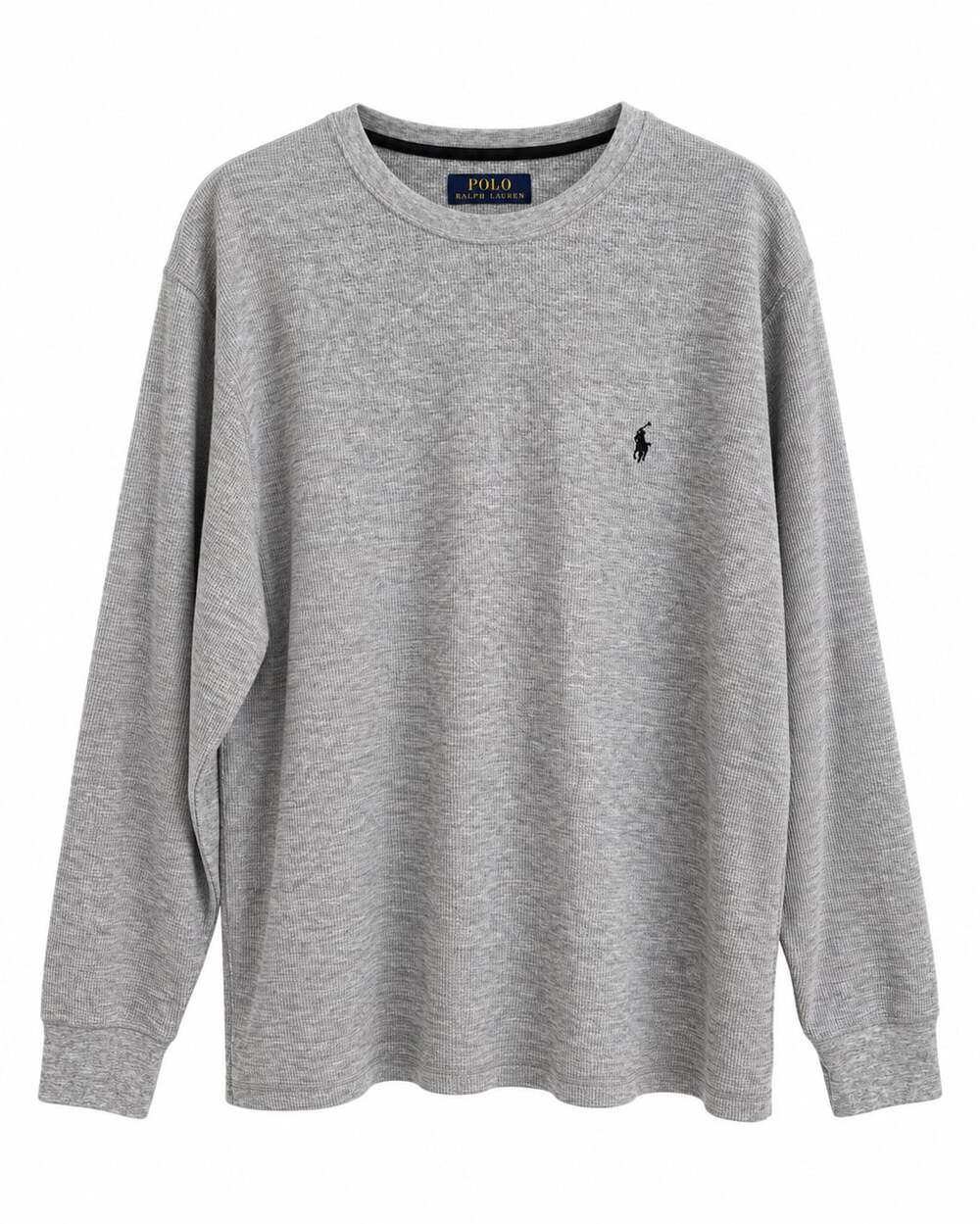 Polo Ralph Lauren Waffle Knit Thermal Shirt Gray Preppy Classic Crewneck Top XL - Picture 2 of 5